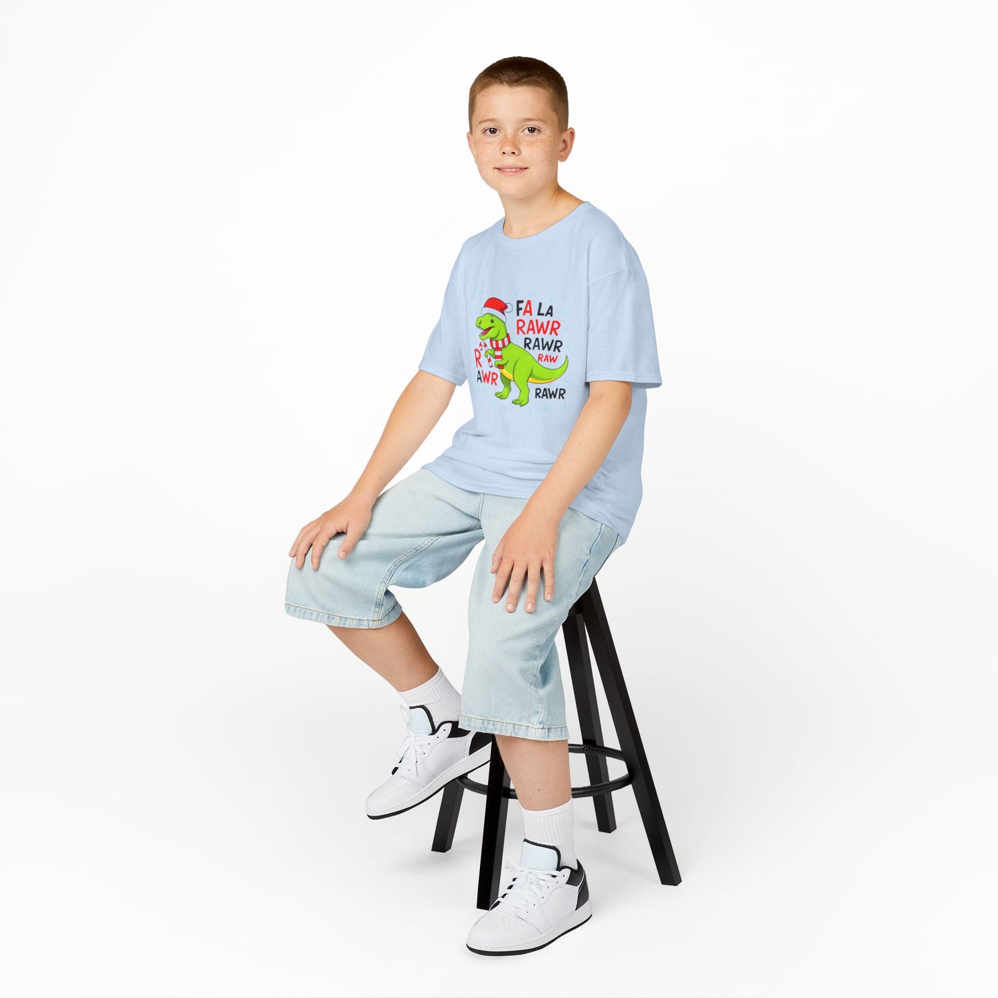 Holiday Dinosaur Kids Tee, Christmas Shirt, Fun Dinosaur T-Shirt, Kids Party Outfit, Cute Graphic Tee, Gift for Kids