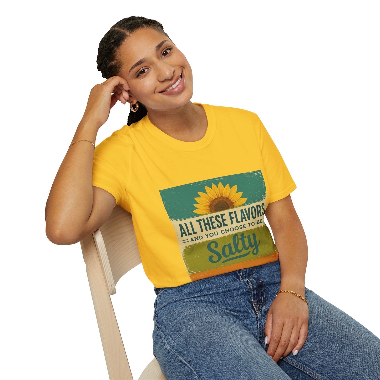 Sunflower Salty T-Shirt: Unisex Softstyle Tee for Sunshine Lovers, Casual Wear, Birthday Gift, Summer Vibes, Relaxed Style