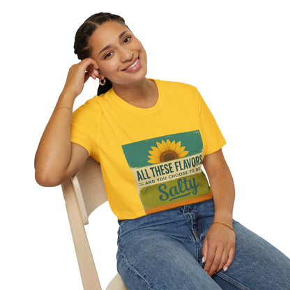 Sunflower Salty T-Shirt: Unisex Softstyle Tee for Sunshine Lovers, Casual Wear, Birthday Gift, Summer Vibes, Relaxed Style