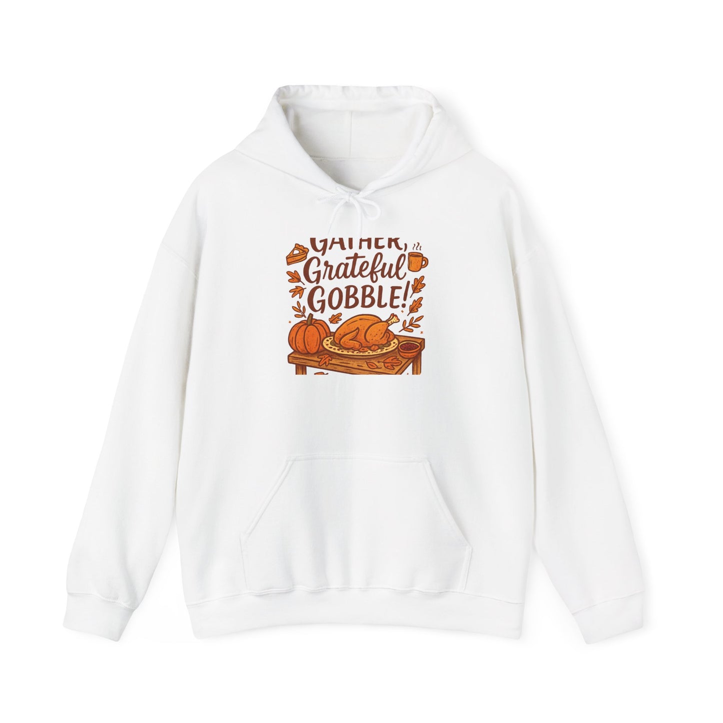 Thankful Grateful Gobble Thanksgiving Hoodie — Cozy Fall Turkey Sweatshirt