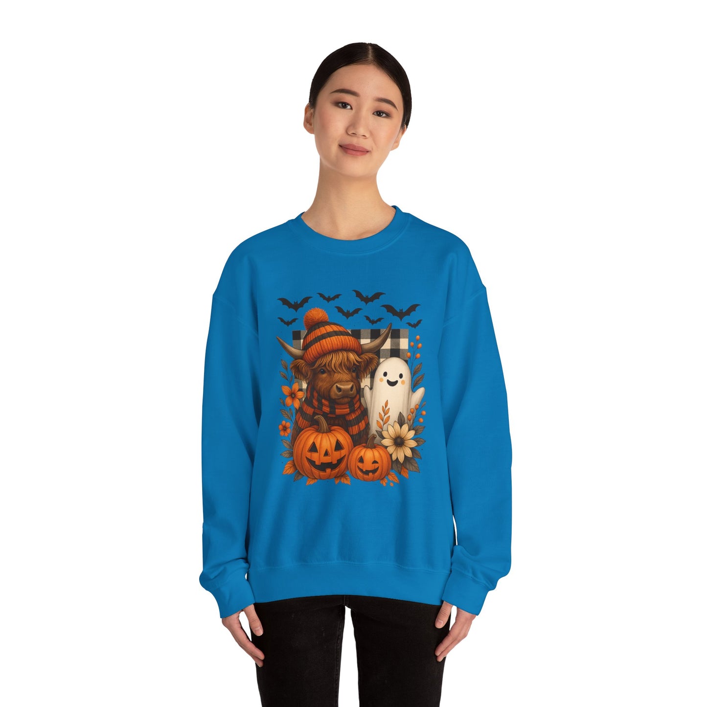 Happy Halloween Cow & Ghost Crewneck Sweatshirt