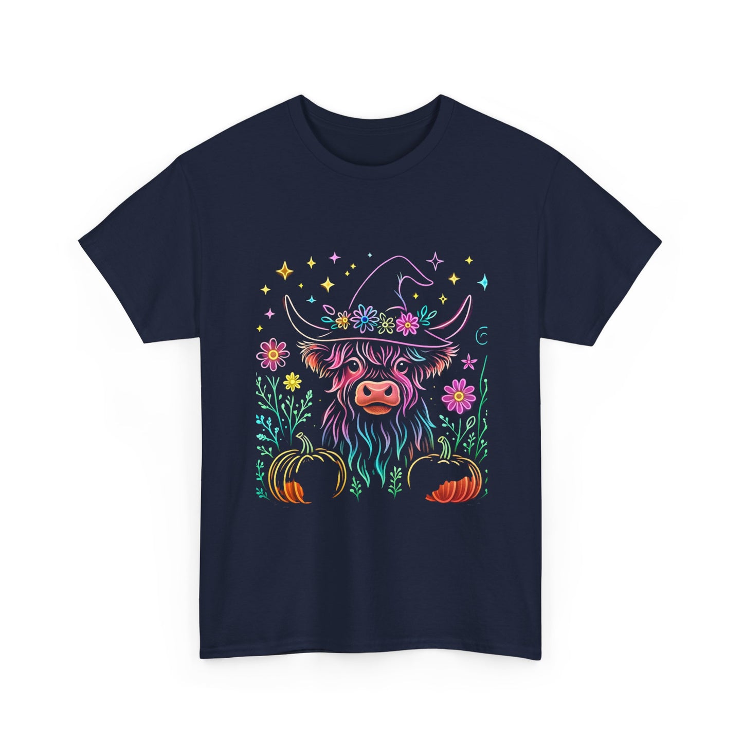 🎃 Magical Highland Cow Tee – Witchy Pumpkin Farm Shirt
