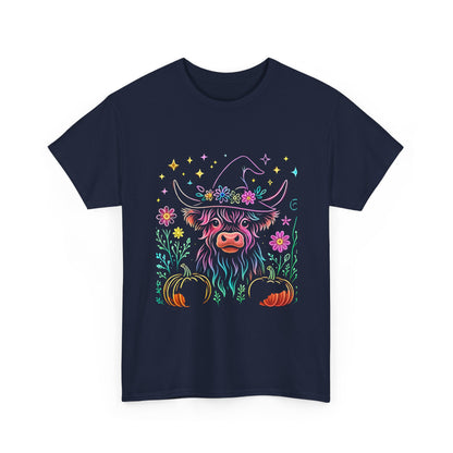 🎃 Magical Highland Cow Tee – Witchy Pumpkin Farm Shirt