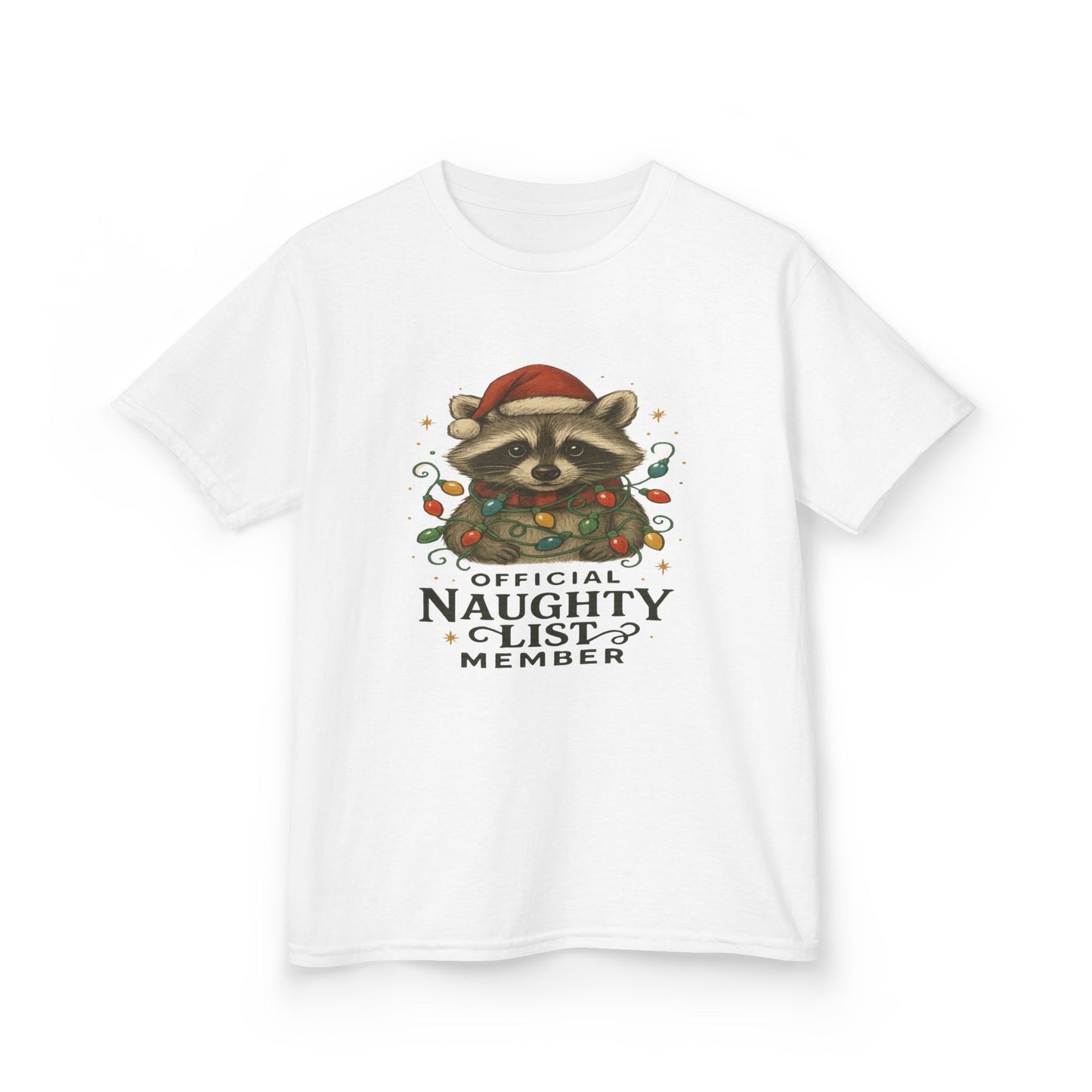 Naughty Raccoon Christmas Tee - Holiday Gift for Kids