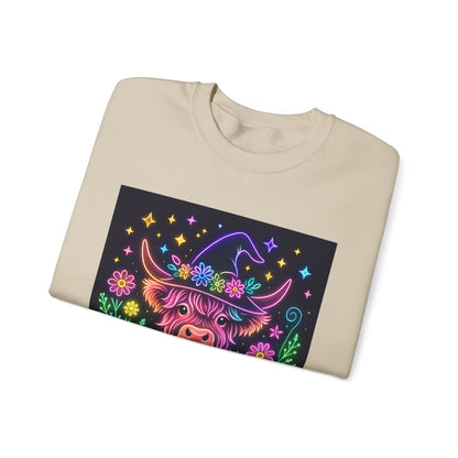 Neon Highland Cow Halloween Sweatshirt