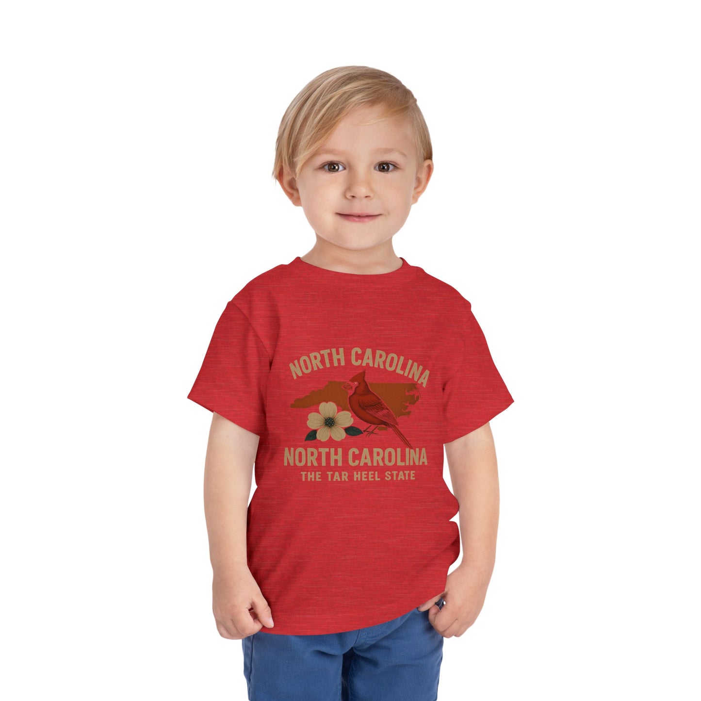 Toddler Tee - NC Cardinal and Dogwood Flower Design