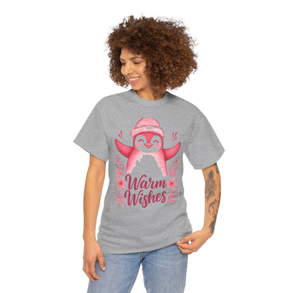 Warm Wishes Pink Penguin Tee - Holiday Tee