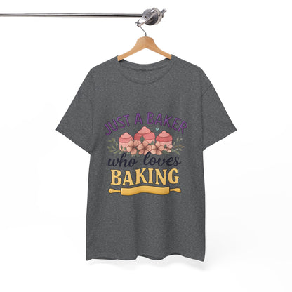 Baking Lover Tee with Cupcake and Rolling Pin Design