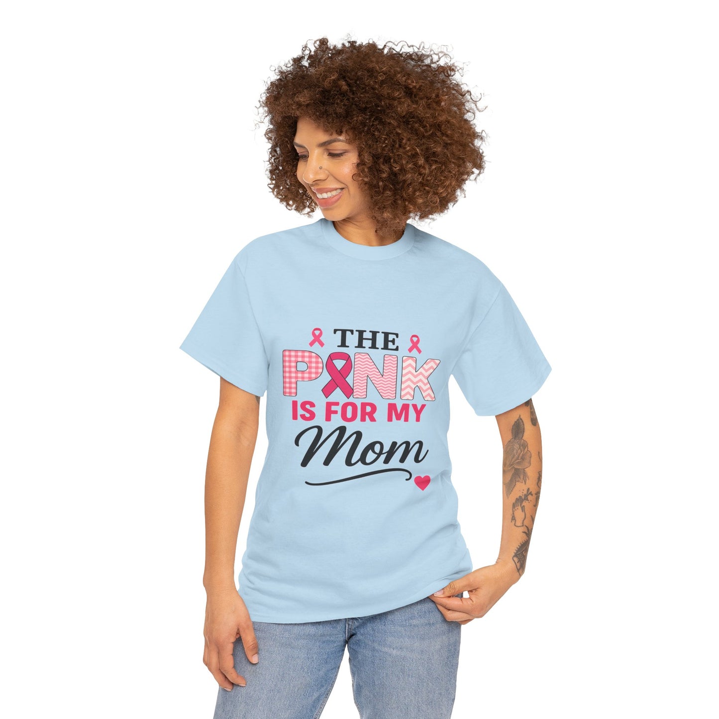 Mom's Strength: Pink Ribbon Breast Cancer Awareness Tee