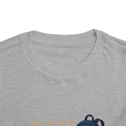 Toddler Tee Back to School Shirt with Backpack, Apple, Pencil, and Book Design