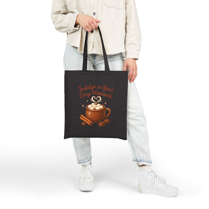 Cozy Moments Tote Bag — 'Indulge in Your Cozy Moments' Hot Cocoa Canvas Tote