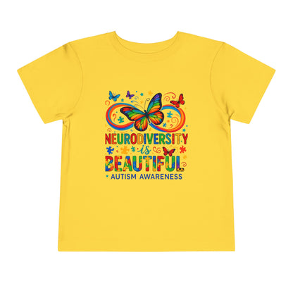 Toddler Tee - Neurodiversity is Beautiful Butterfly Rainbow Puzzle Piece Tee
