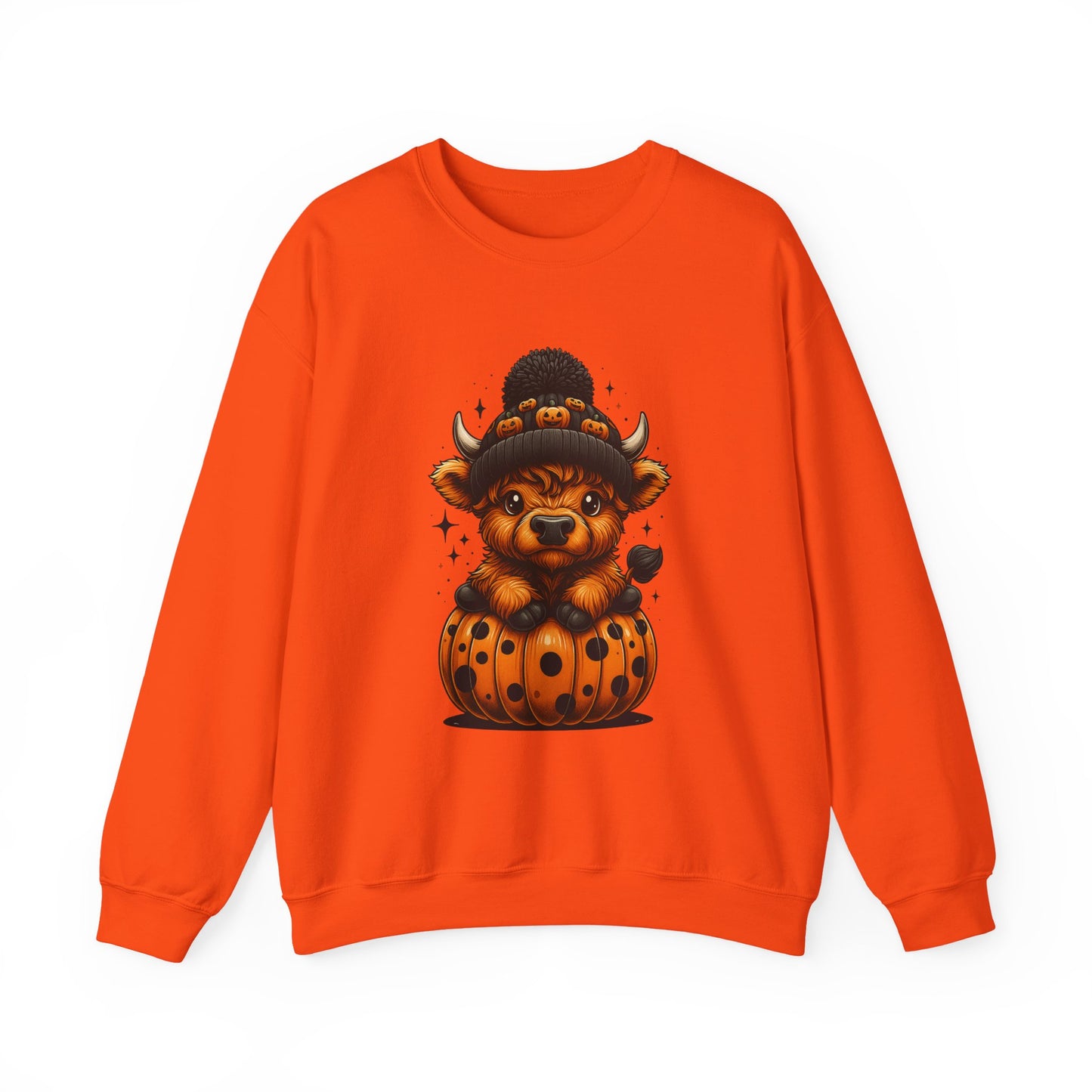 Halloween Cow Calf in Pumpkin Crewneck Sweatshirt