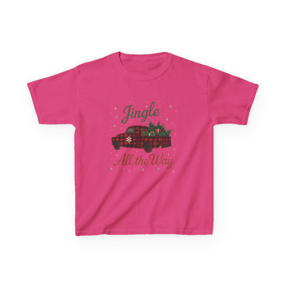 Jingle All The Way Dino Truck Kids Christmas Tee