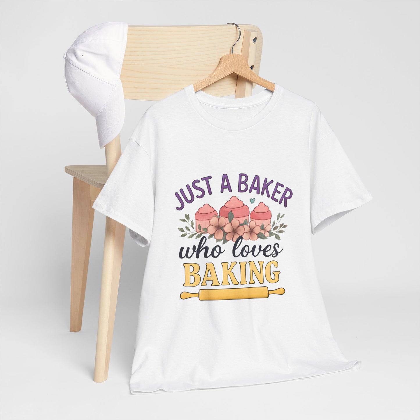 Baking Lover Tee with Cupcake and Rolling Pin Design