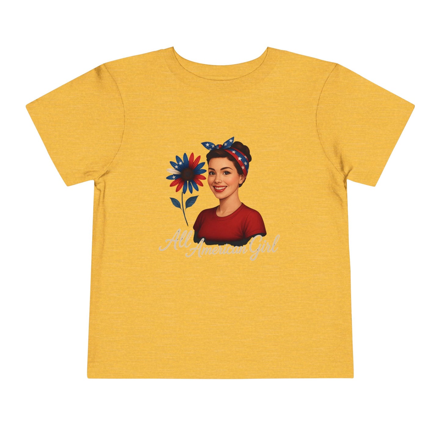 Toddler Tee All American Girl Patriotic Floral Shirt