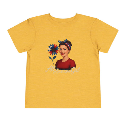 Toddler Tee All American Girl Patriotic Floral Shirt