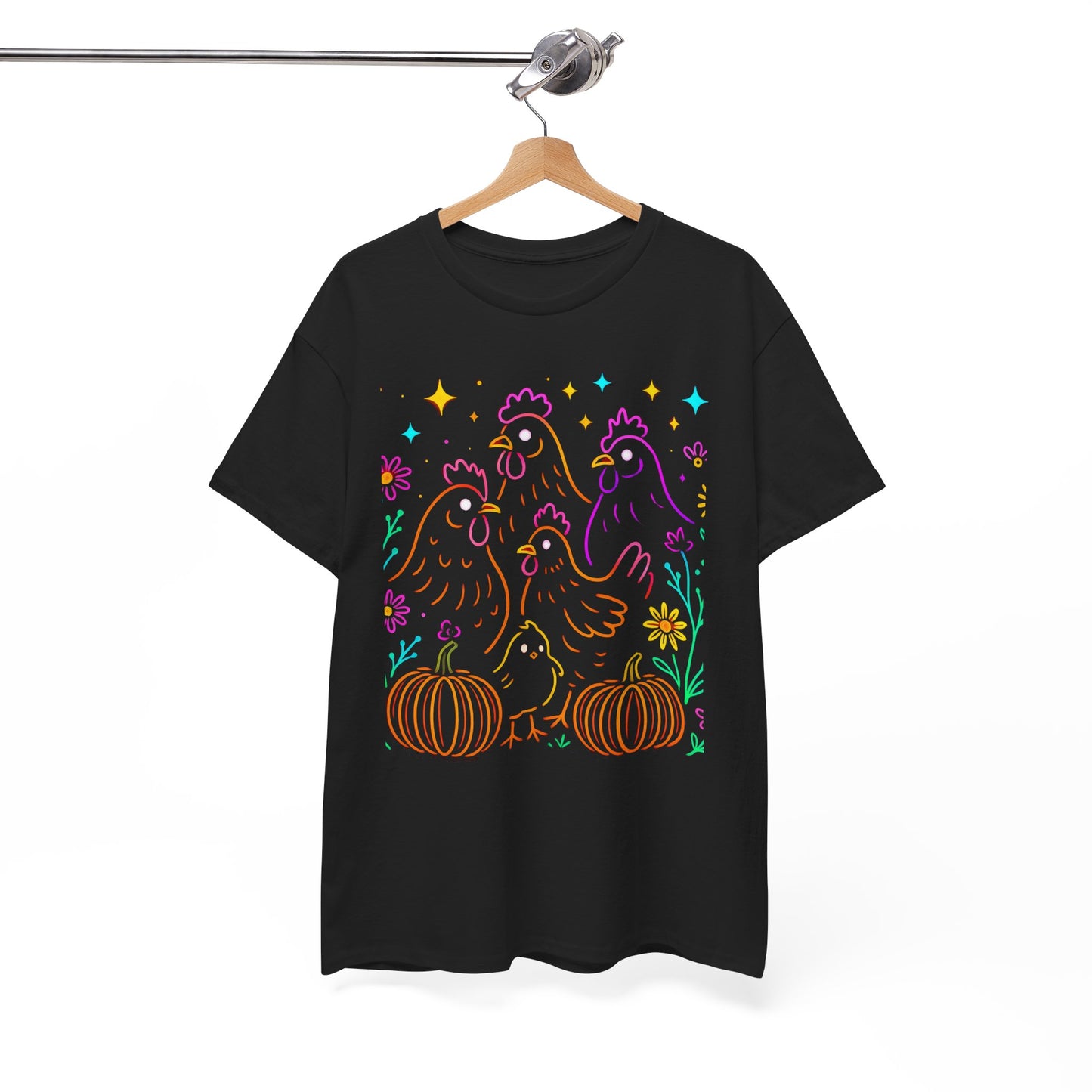 Autumn Glow Chicken Tee – Colorful Farmhouse Pumpkin Shirt