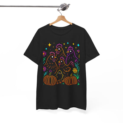 Autumn Glow Chicken Tee – Colorful Farmhouse Pumpkin Shirt