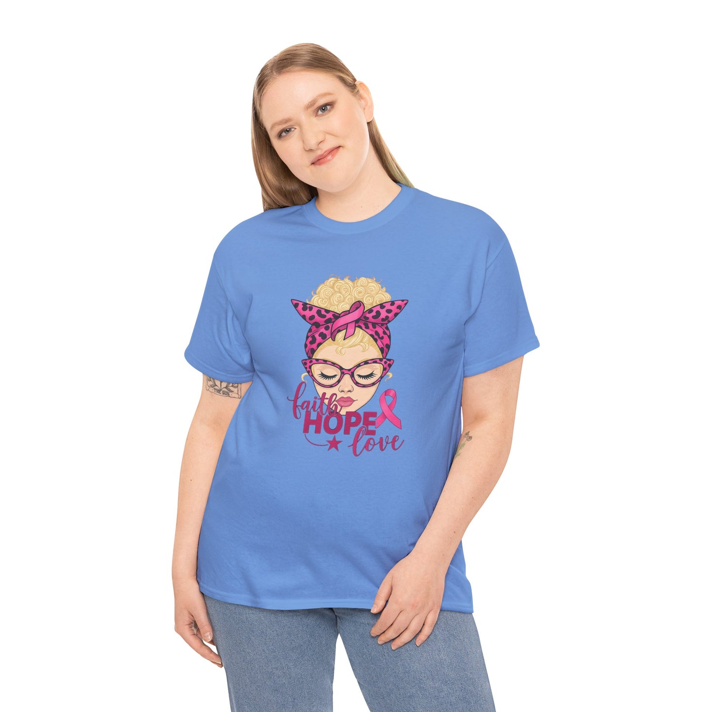 Hope Love Pink Ribbon Tee - Breast Cancer Awareness