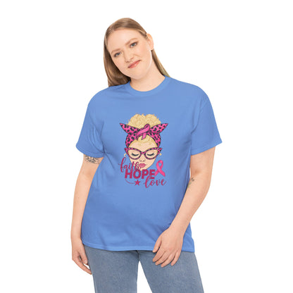 Hope Love Pink Ribbon Tee - Breast Cancer Awareness