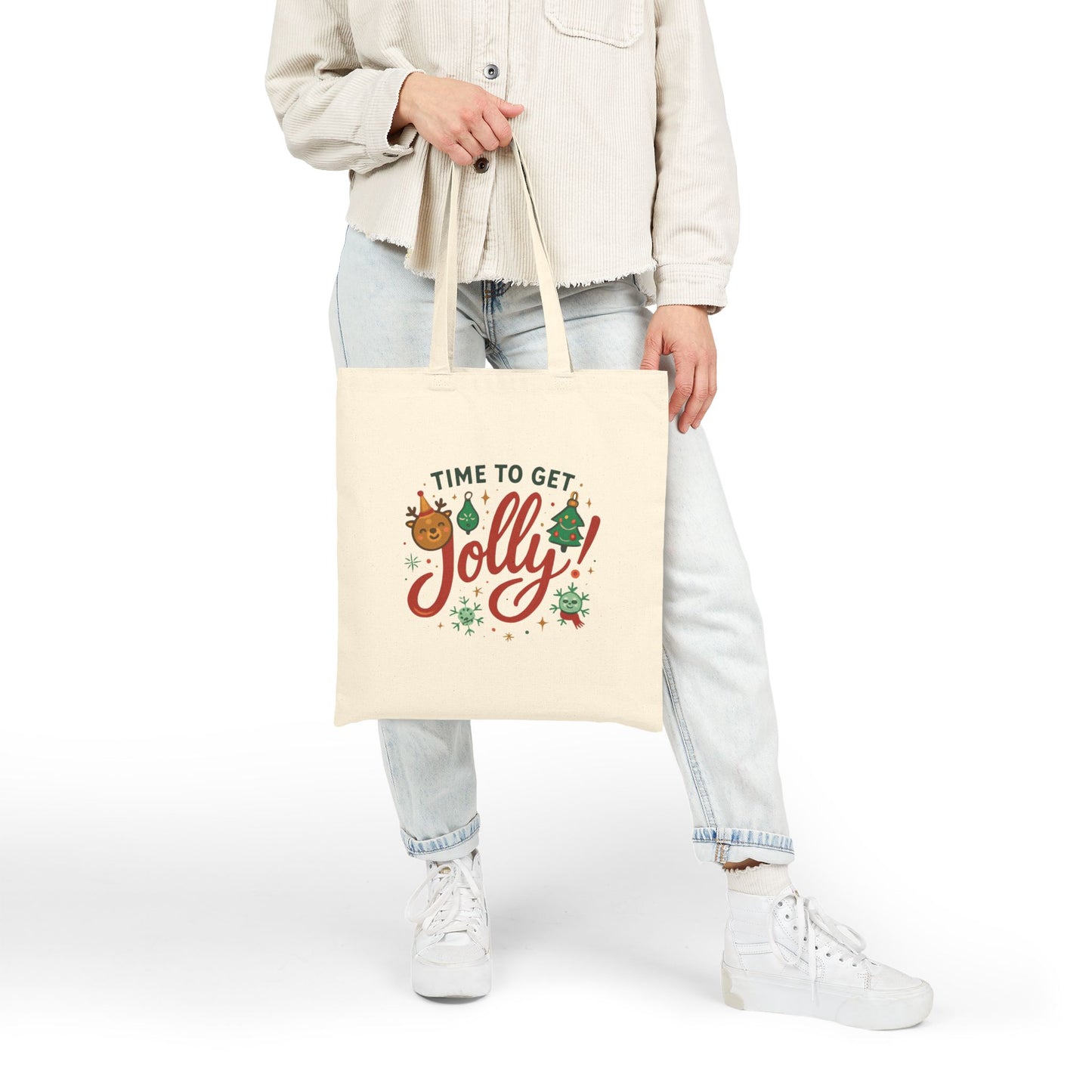 Tote Bag — 'Time to Get Jolly!' Christmas Canvas Tote