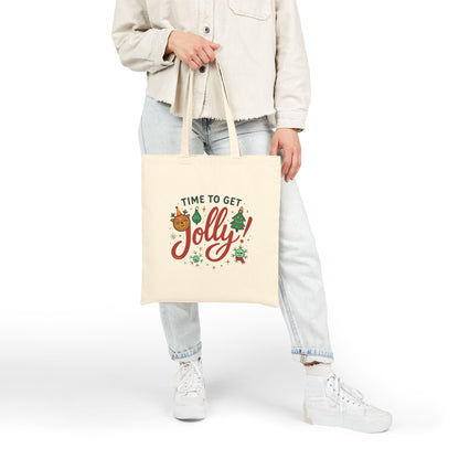 Tote Bag — 'Time to Get Jolly!' Christmas Canvas Tote