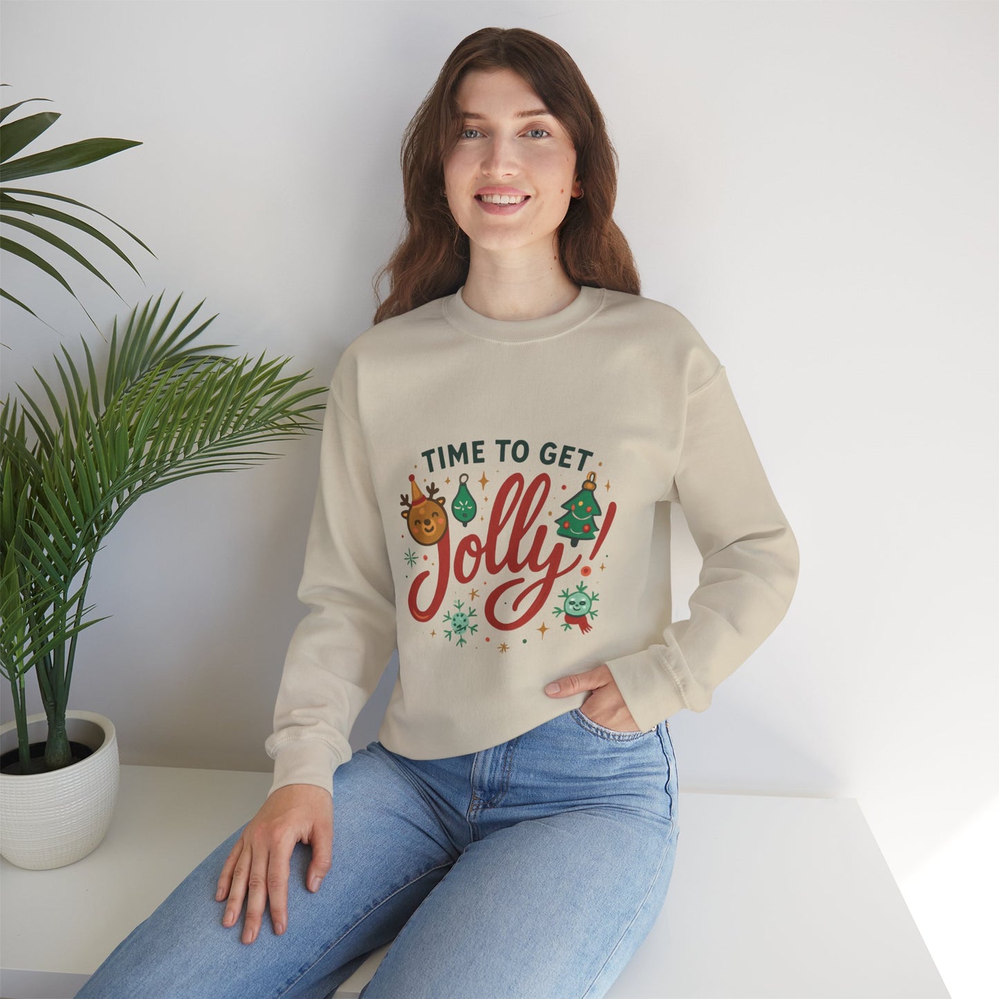 Holiday Sweatshirt - "Time to Get Jolly!" Christmas Crewneck