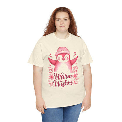 Warm Wishes Pink Penguin Tee - Holiday Tee