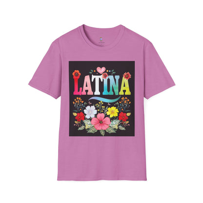 Colorful Latina Floral Tee - Celebrating Culture, Unisex Softstyle T-Shirt, Gift for Latina Pride, Floral Design, Everyday Wear