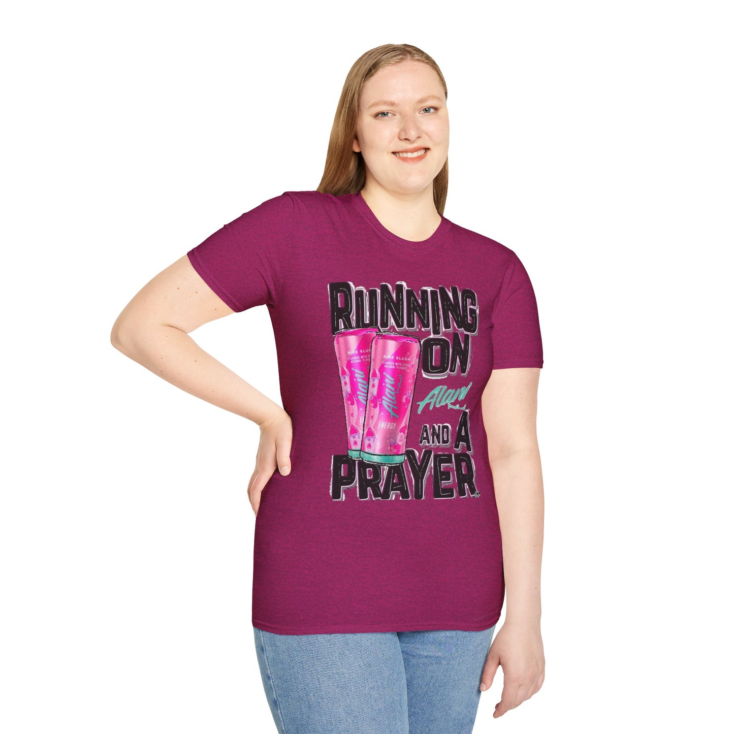 Running on a Prayer T-Shirt, Unisex Graphic Tee, Fun Casual Wear, Gift for Friends, Everyday Style, Faith-Inspired Apparel