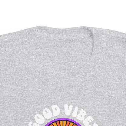 Toddler's Good Vibes Tee - Bright Jersey T-Shirt for Kids, Fun Summer Wear, Gift for Birthdays, Playdates, Rainbow Theme