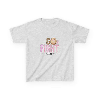 Go Fight Cure Baseball Pink Ribbon Kids Christmas Tee