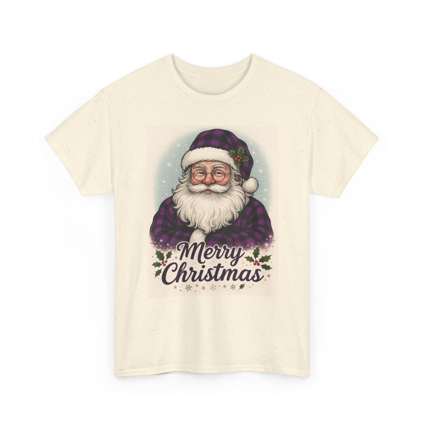Retro Purple Plaid Santa