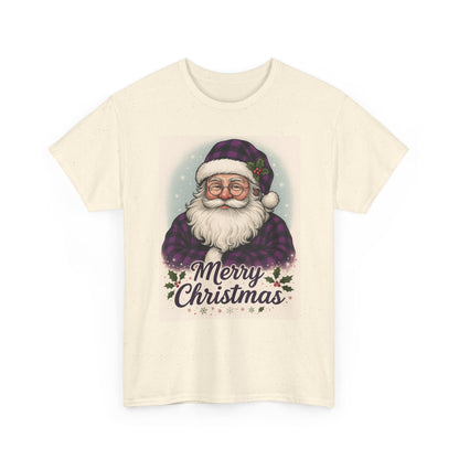 Retro Purple Plaid Santa