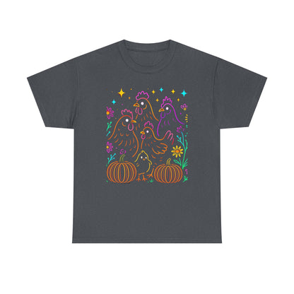Autumn Glow Chicken Tee – Colorful Farmhouse Pumpkin Shirt