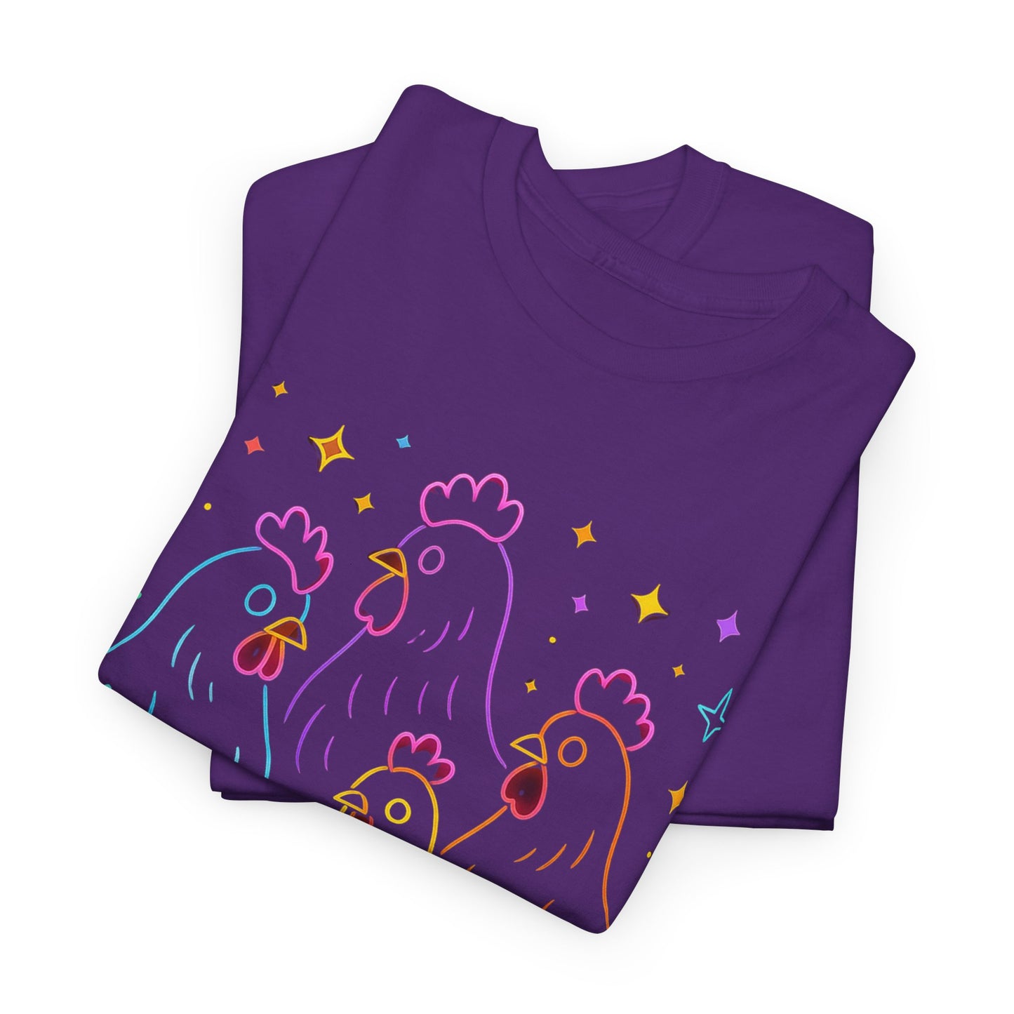 🌻 Autumn Chickens & Pumpkins Tee – Colorful Farm Harvest Shirt