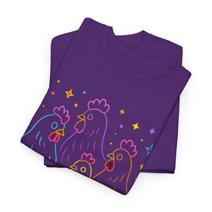 🌻 Autumn Chickens & Pumpkins Tee – Colorful Farm Harvest Shirt