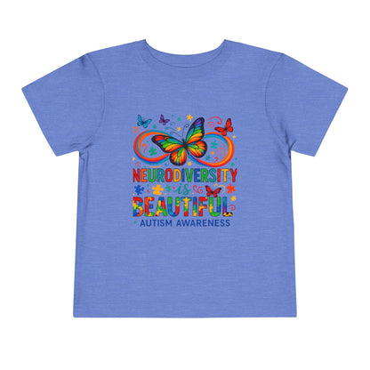Toddler Tee - Neurodiversity is Beautiful Butterfly Rainbow Puzzle Piece Tee