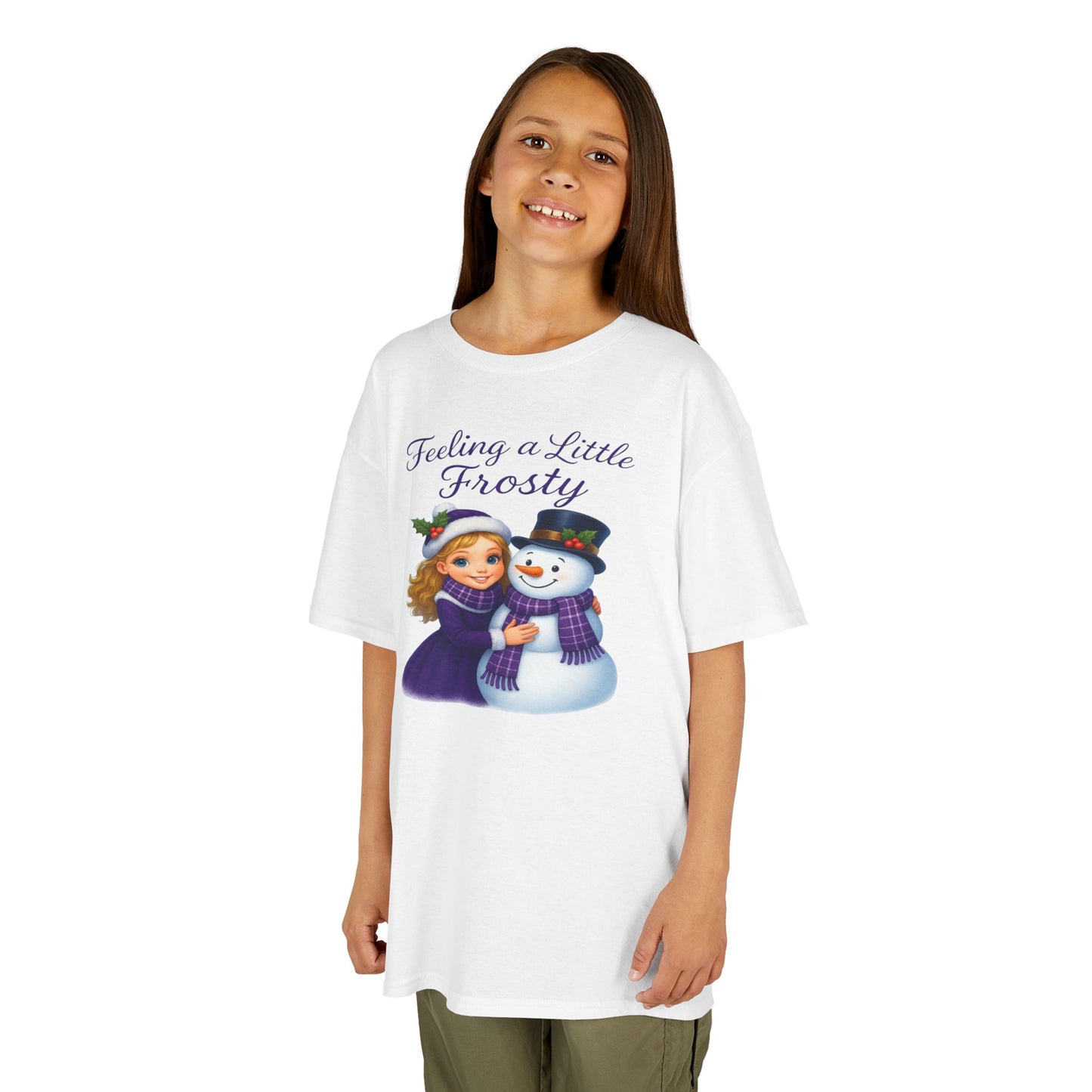 Kids Heavy Cotton™ Tee, Feeling a Little Frosty T-Shirt, Winter Tee, Holiday Gift for Kids, Cute Snowman Shirt, Fun Winter Apparel