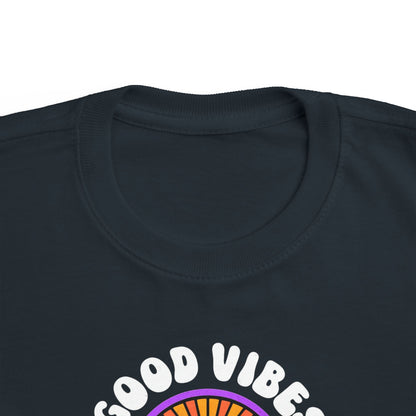 Toddler's Good Vibes Tee - Bright Jersey T-Shirt for Kids, Fun Summer Wear, Gift for Birthdays, Playdates, Rainbow Theme