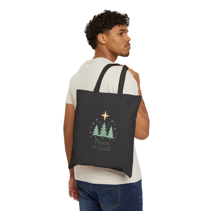 Peace on Earth Tote Bag — Holiday Christmas Canvas Shopper