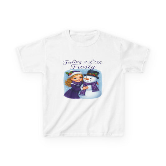 Feeling Frosty Girl & Snowman Christmas Kids Tee