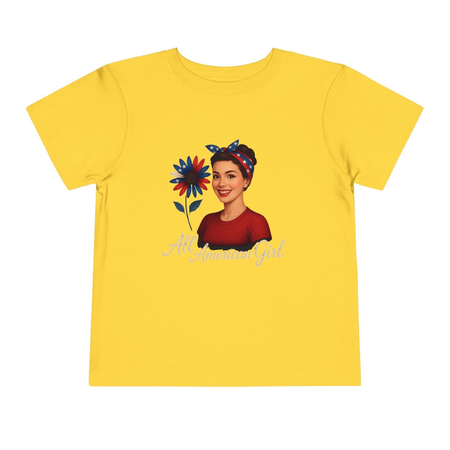 Toddler Tee All American Girl Patriotic Floral Shirt