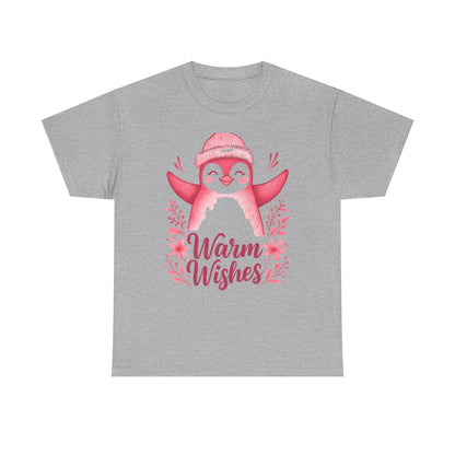 Warm Wishes Pink Penguin Tee - Holiday Tee