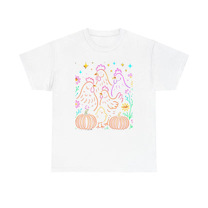 Autumn Glow Chicken Tee – Colorful Farmhouse Pumpkin Shirt