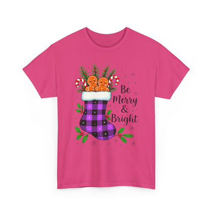 Buffalo Plaid Stocking Unisex Tee - Be Merry & Bright