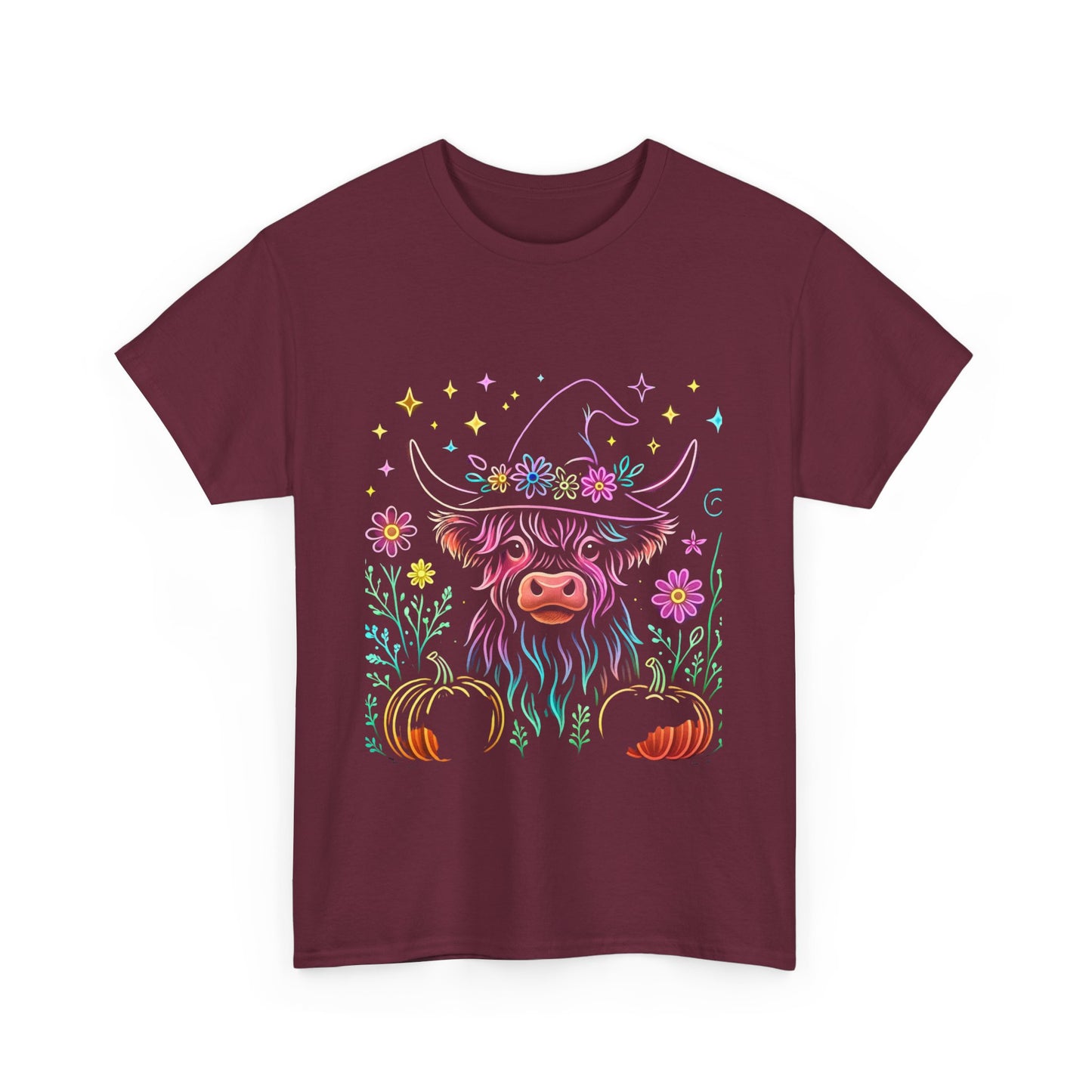 🎃 Magical Highland Cow Tee – Witchy Pumpkin Farm Shirt