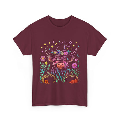 🎃 Magical Highland Cow Tee – Witchy Pumpkin Farm Shirt