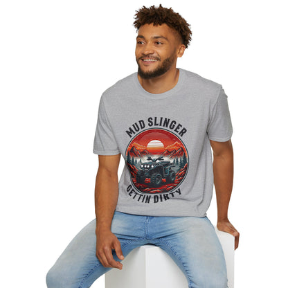 Mud Slinger Unisex Softstyle T-Shirt, Adventure Tee, Off-Road Enthusiast Shirt, Gift for Mud Lovers, Outdoor Sportswear, Gettin Dirty Tee